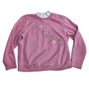 90s indie grandmacore pink embroidered sweatshirt
